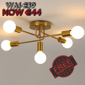 NEW SALE | Modern Sputnik Chandelier Ceiling Light, 5 Lights Golden Semi Flush Mount Ceiling Lights, Adjustable Ceiling Light Fitting for Living Room Kitchen Dining Room Farmhouse Hallway