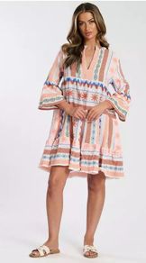 NEW Jacquard 3/4 Sleeve Tiered Dress