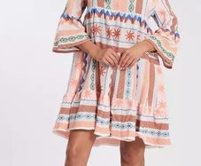 NEW Jacquard 3/4 Sleeve Tiered Dress