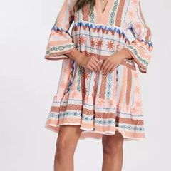 NEW Jacquard 3/4 Sleeve Tiered Dress