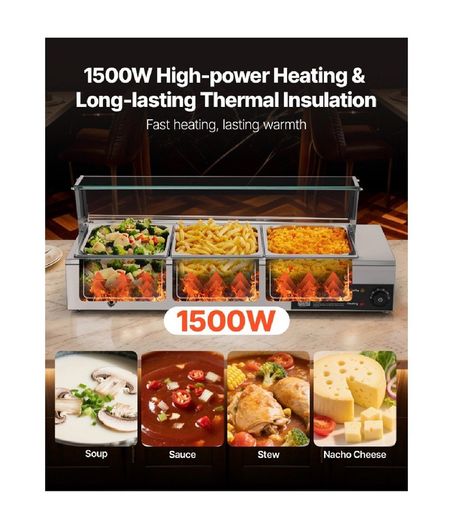 New Buffet Bain Marie with Three 1/2 Size Food Pans