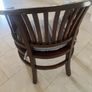 Traditional dark wooden chair with blue/grey cushion for office or study Image 3