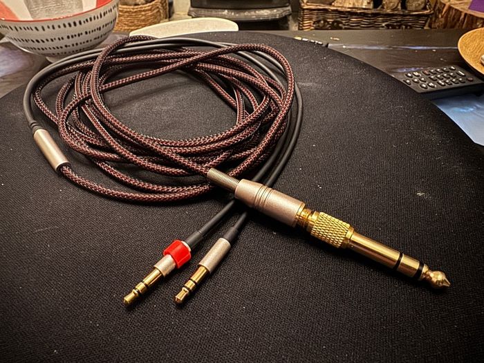 Headphone cable 3m long 2x3.5 mm to 1x3.5 mm jack with 6.35 mm adapter