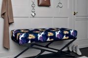 Black Patterned Velvet Black Metal Frame Bench 100x40x40/50cm