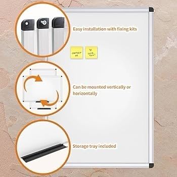 SALE | Magnetic Whiteboard Silver Aluminium Frame, W90xH60CM