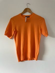 Dunnes peach short sleeve crew neck top size small New