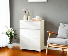 Bathroom cabinet white  bathroom cabinet, sideboard with drawer, bathroom cabinet with double door, adjustable shelf level, with feet, for bathroom, hallway, entrance area, 60 x 30 x 80 cm, white