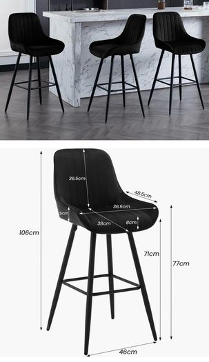 Bar stool black velvet