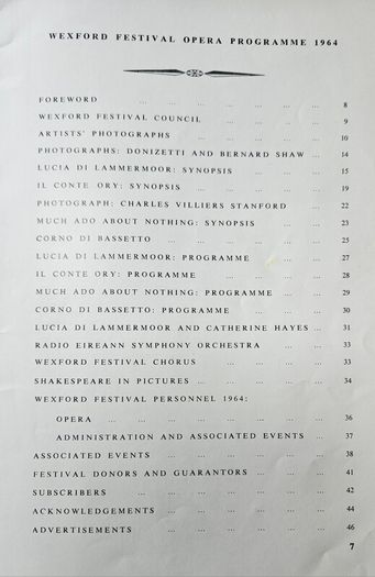 Vintage Wexford Festival Opera Programme 1964 - Wexford Festival Opera Booklet