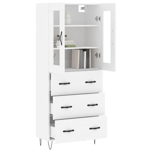 Highboard White 69.5x34x180 cm