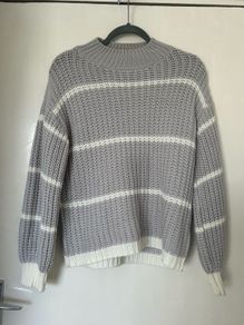 White and Light Grey Wool Jumper