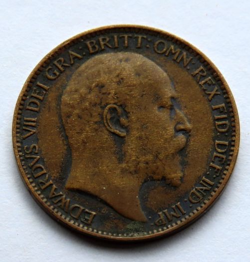 1909 farthing bronze british edwardian era coin