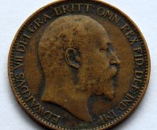 1909 farthing bronze british edwardian era coin