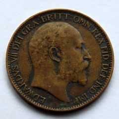 1909 farthing bronze british edwardian era coin
