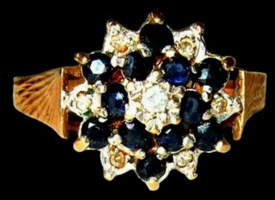 Vintage Hallmarked 14ct Gold/Diamond Cluster