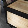 Garden Storage Box, 121 Liters, 2 Wheels, Weatherproof, Metal Frame, Natural Wood, 100x50x43 cm Image 4