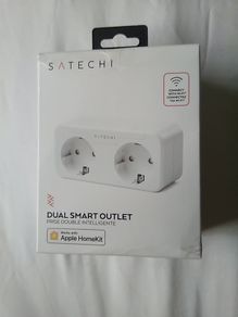 Satechi Dual Smart Outlet with Real-Time Power Monitoring - Wi-Fi Smart Plug 2.4Ghz Enabled - Works with Apple HomeKit (EU, White)