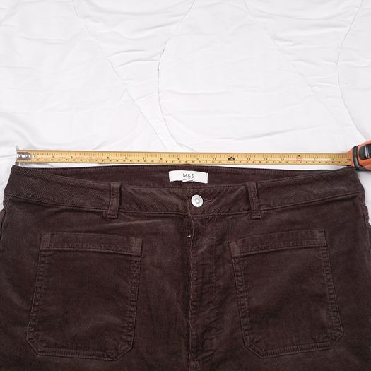 Marks & Spencer Dark Chocolate Brown Corduroy Front Pocket Flared Leg Trousers 20UK/48EU