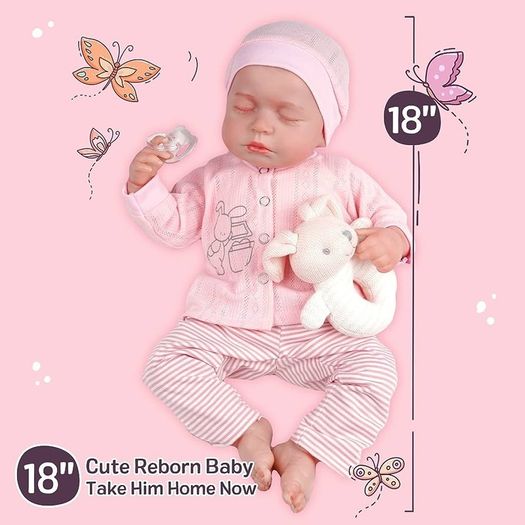 FREE EXPRESS SHIPPING 17 inch Soft Body Lifelike-Newborn Baby Dolls Sleeping Girl Dolls with Clothes and Toy Accessories Gift