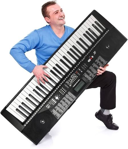 61 Key Electronic Keyboard Piano with Music Stand, Digital Piano Bench, Lighted Keyboard, Music Keyboard with Headphones for Beginner, MP3/Recorder/Bluetooth, Music Keyboard