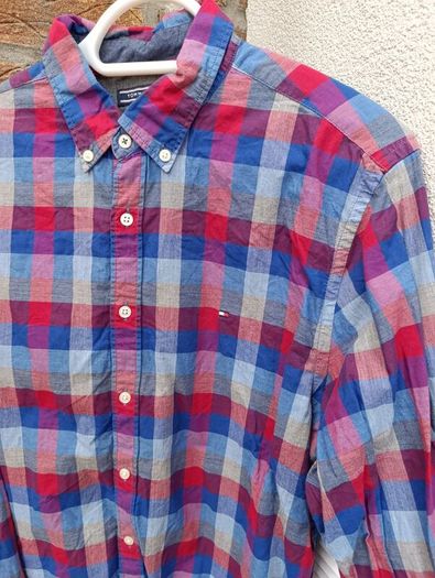Tommy Hilfiger Vibrant Button Down Shirt Mens Large L Slim Fit