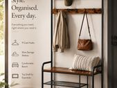 Hallway Coat Rack with Bench & Shoe Storage 9 Hooks Industrial Coat Stand