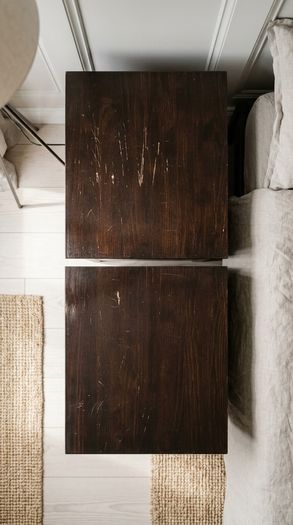 Pair of Solid Dark Wood 3-Drawer Bedside Lockers / Nightstands