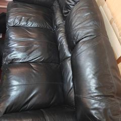black leather couch