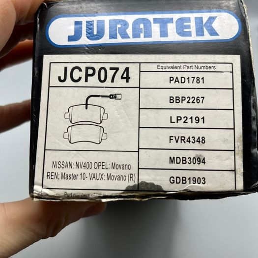 Juratek Rear Brake Pads Set - JCP074 - NV400, Movano, Master - Brand New Sealed
