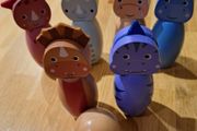 Wooden Dinosaur Figurine Skittles Set