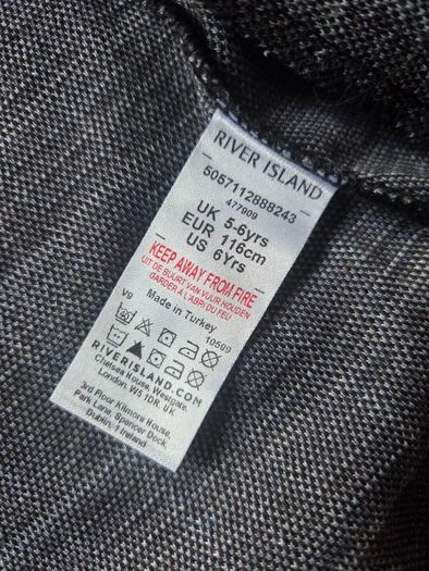 Brand New River Island Boys Grey Check Track Jacket
