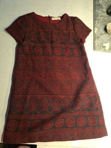 Zara girls jacquard burgundy  dress 11-12