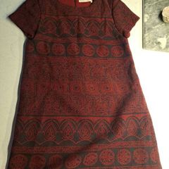 Zara girls jacquard burgundy  dress 11-12