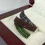 Silver Sterling Silver Statement Ring: Chrome Diopside, Garnet & Tanzanite Image 5