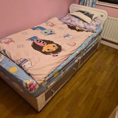 single bed frame and mattress