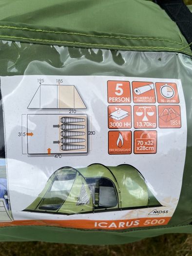 Vango Icarus 500 5 person tent & dbl sleeping bag