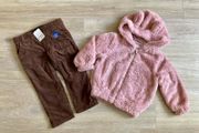 Fluffy jacket and cord trousers, 18-24 m