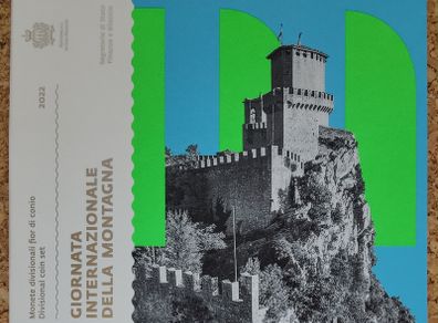 San Marino Brilliant Uncirculated Euro Coin Set 2022 - Includes 5 Euro Sterling Silver Coin (0.535 Troy Oz) - Mount Titano