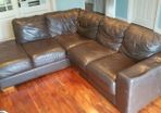 Leather corner sofa. Splits into 2.