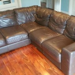 Leather corner sofa. Splits into 2.