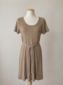 Massimo Dutti Wool and Cashmere Knit Dress Beige Belted Dress Size M