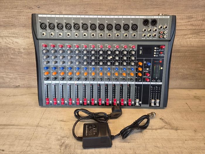 DEPUSHENG DX12 Professional Audio Mixer 12 Channel Studio Audio Console USB MP3 Input 48v Phantom Power DJ Console