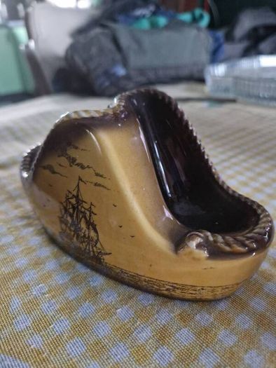 Pipe stand Vintage Mid Century double pipe holder ceramic