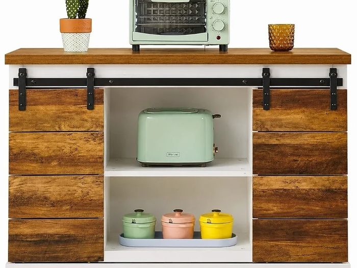 Buffet Cabinet - Large Sideboard - Storage Cupboard, Kitchen Cabinet Server with Sliding Barn Doors, Storage Sideboard Console Table for Dining Room Living Room Hallway Entrance Area