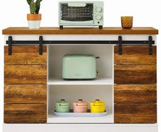 Buffet Cabinet - Large Sideboard - Storage Cupboard, Kitchen Cabinet Server with Sliding Barn Doors, Storage Sideboard Console Table for Dining Room Living Room Hallway Entrance Area