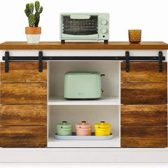 Buffet Cabinet - Large Sideboard - Storage Cupboard, Kitchen Cabinet Server with Sliding Barn Doors, Storage Sideboard Console Table for Dining Room Living Room Hallway Entrance Area