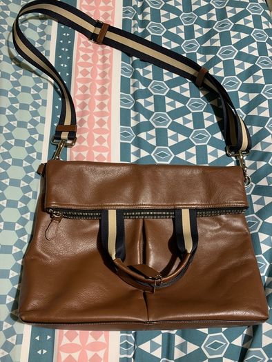 Men Coach Foldover Leather Tote Bag