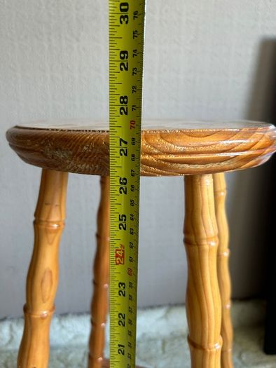 Pair of Tall Solid Pine Wooden Bar Stools