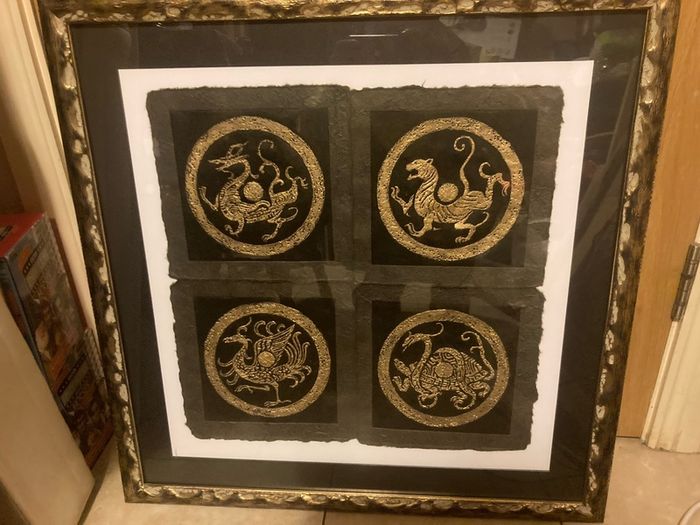 Chinese Lithograph artwork framed free postage