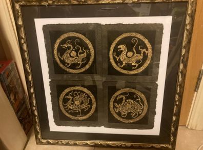 Chinese Lithograph artwork framed free postage